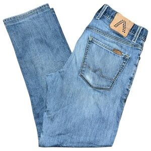 Alberto Mens Size 33 x 30 Blue Wash Pipe Regular Slim Fit Dynamic Superfit Jeans